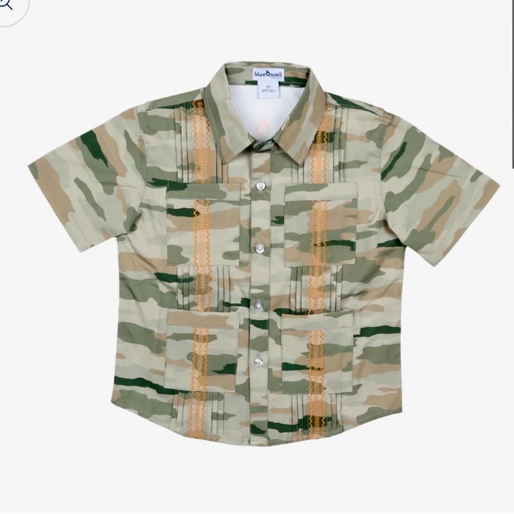 NWT - Blue Quail - Boys Short Sleeve Guayabera Button Down Shirt - Size: 5Y